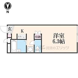 Osaka Metro中央線 高井田駅 徒歩14分の賃貸アパート 2階1Kの間取り