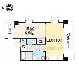 ラディウス武庫之荘 3階1LDKの間取り