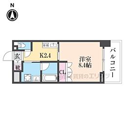 ベルファース尼崎 8階1Kの間取り