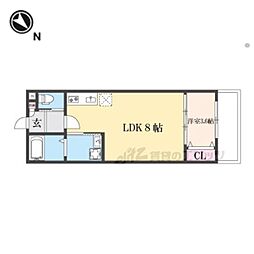 京阪本線 古川橋駅 徒歩6分の賃貸アパート 1階1LDKの間取り