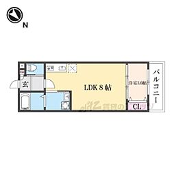 ＡＬＥＧＲＩＡ古川橋II 2階1LDKの間取り