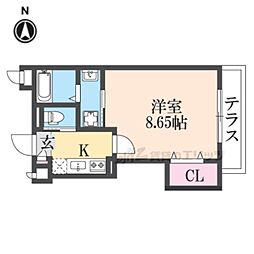 ＫＴＩレジデンス河内花園 3階1Kの間取り