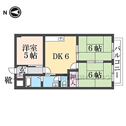阪急神戸本線 武庫之荘駅 徒歩17分の賃貸マンション 2階3DKの間取り