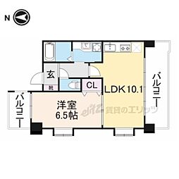 ラディウス武庫之荘 2階1LDKの間取り