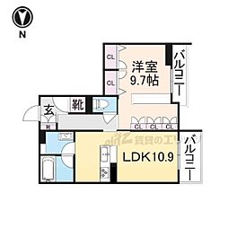 近鉄奈良線 八戸ノ里駅 徒歩2分の賃貸マンション 3階1LDKの間取り