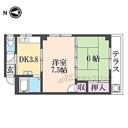 京阪本線 寝屋川市駅 徒歩3分の賃貸マンション 1階2Kの間取り