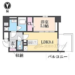 プレミアム菱屋西 8階1LDKの間取り