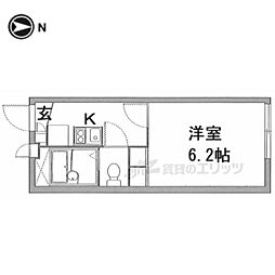 京阪本線 萱島駅 徒歩15分の賃貸アパート 1階1Kの間取り