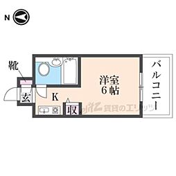 近鉄奈良線 八戸ノ里駅 徒歩4分の賃貸マンション 5階1Kの間取り