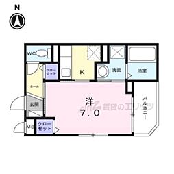 京阪本線 門真市駅 徒歩7分の賃貸アパート 2階1Kの間取り