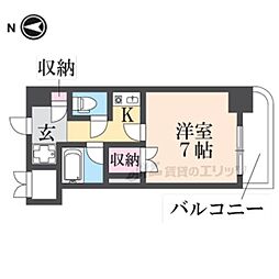 ライズィングサン 2階1Kの間取り