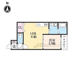 Ｄ　ｐｏｒｔａ　ｈｏｒｔｅｎｓｉａ 2階1LDKの間取り