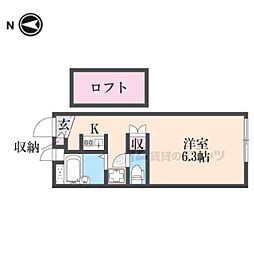 レオパレス猪名川 1Kの間取図画像