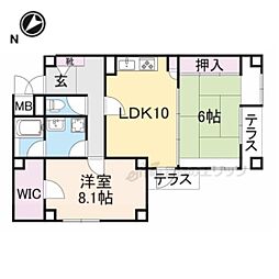 ドムール稲野 1階2LDKの間取り
