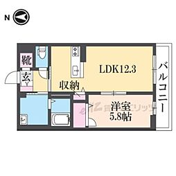シャーメゾン オーク八戸ノ里 3階1LDKの間取り