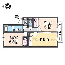 ウエストハイツ 2階2DKの間取り