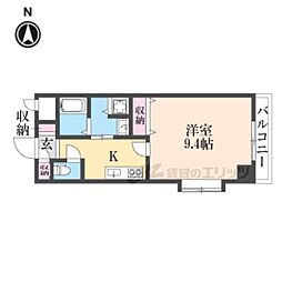 近鉄けいはんな線 吉田駅 徒歩5分の賃貸マンション 5階1Kの間取り