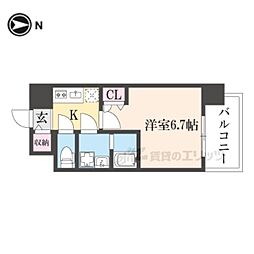 Osaka Metro中央線 長田駅 徒歩2分の賃貸マンション 14階1Kの間取り