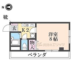 マサーレ川西 1Kの間取図画像