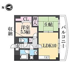 JR片町線(学研都市線) 住道駅 徒歩15分の賃貸マンション 4階2LDKの間取り