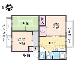 ガーデンハイツ武庫 3DKの間取図画像