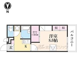 近鉄奈良線 若江岩田駅 徒歩15分の賃貸アパート 2階1Kの間取り