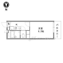 近鉄奈良線 河内花園駅 徒歩12分の賃貸アパート 2階1Kの間取り