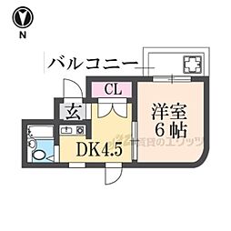 立花スプリングス 1DKの間取図画像