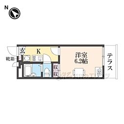 レオパレスクレベール 1Kの間取図画像