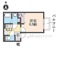 パセオ御堂町 1Kの間取図画像