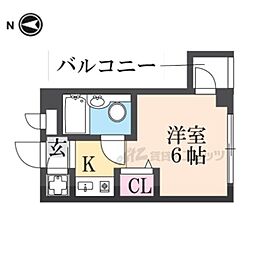 キューブ武庫川6 ワンルームの間取図画像