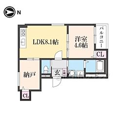 尼崎市武庫川町1丁目アパート 1LDKの間取図画像