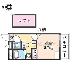 レオパレス武庫川B 1Kの間取図画像