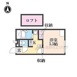 レオパレス水堂 1Kの間取図画像