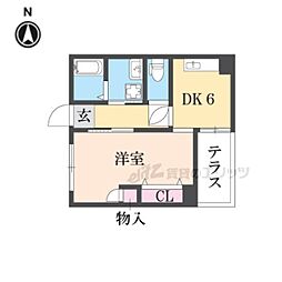 コスモスハイツ 1階2DKの間取り