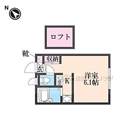 レオパレスMERCATO DEGLI APPARTA 203 2階1Kの間取り