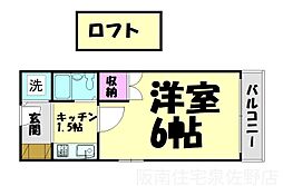 シャルマンフジ東岸和田 1Kの間取図画像