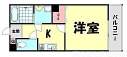 ALEGRIA泉佐野鶴原South 1Kの間取図画像