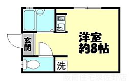 リバーサイド2 ワンルームの間取図画像