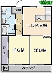 マンションプレミール 2階2LDKの間取り