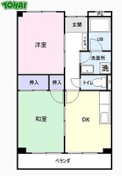SurplusII　OKADA 1階2DKの間取り