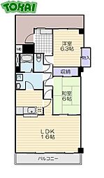 ハイタウンソレイユ 6階2LDKの間取り