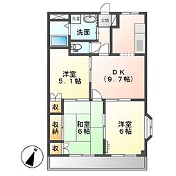 近鉄山田線 松阪駅 徒歩23分の賃貸アパート 1階3DKの間取り