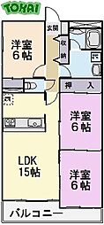 ヴィラNOA 3階3LDKの間取り