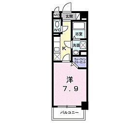 近鉄山田線 松阪駅 徒歩12分の賃貸マンション 2階1Kの間取り