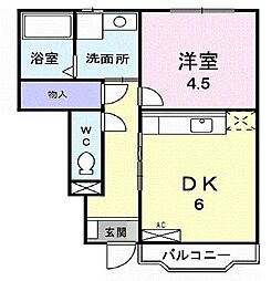近鉄山田線 東松阪駅 徒歩13分の賃貸アパート 1階1DKの間取り