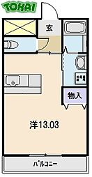 リジエール21 1階ワンルームの間取り