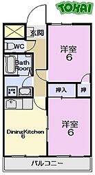 サンモール大津 1階2DKの間取り