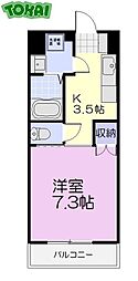 Milky　Way 3階1Kの間取り