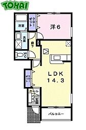 近鉄山田線 東松阪駅 徒歩17分の賃貸アパート 1階1LDKの間取り
